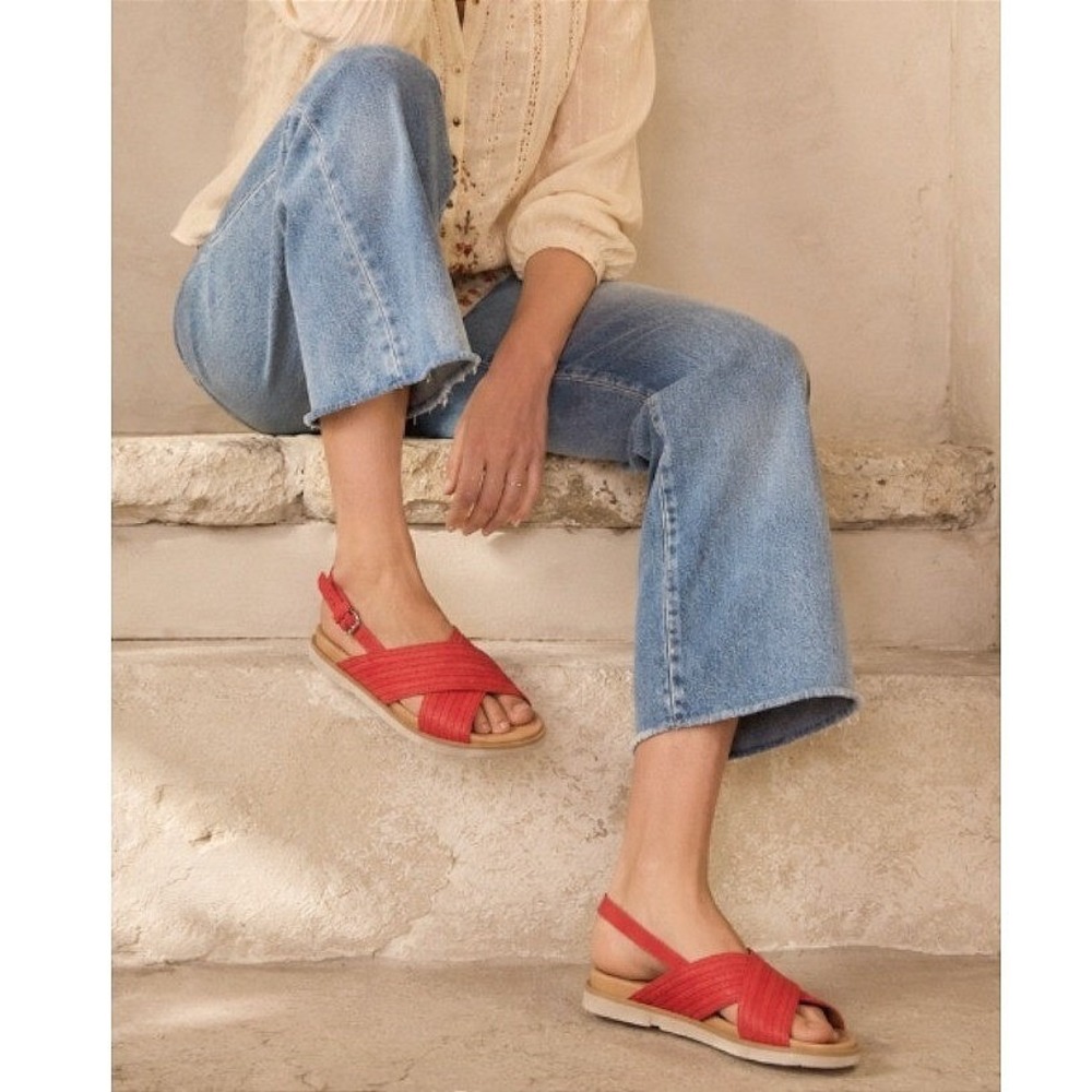 Miz Mooz Kind Red Leather Crisscross Slingback Sandals